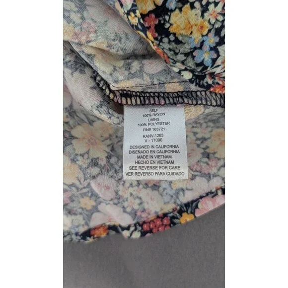 Bebop Ditsy Floral Dress XL Yellow/Navy Boho Cutout Midriff Tie Front Mini New - Picture 6 of 9